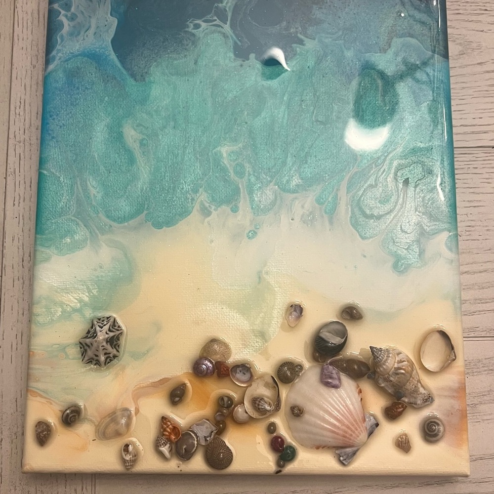 Oceanic Resin Art with Seashells